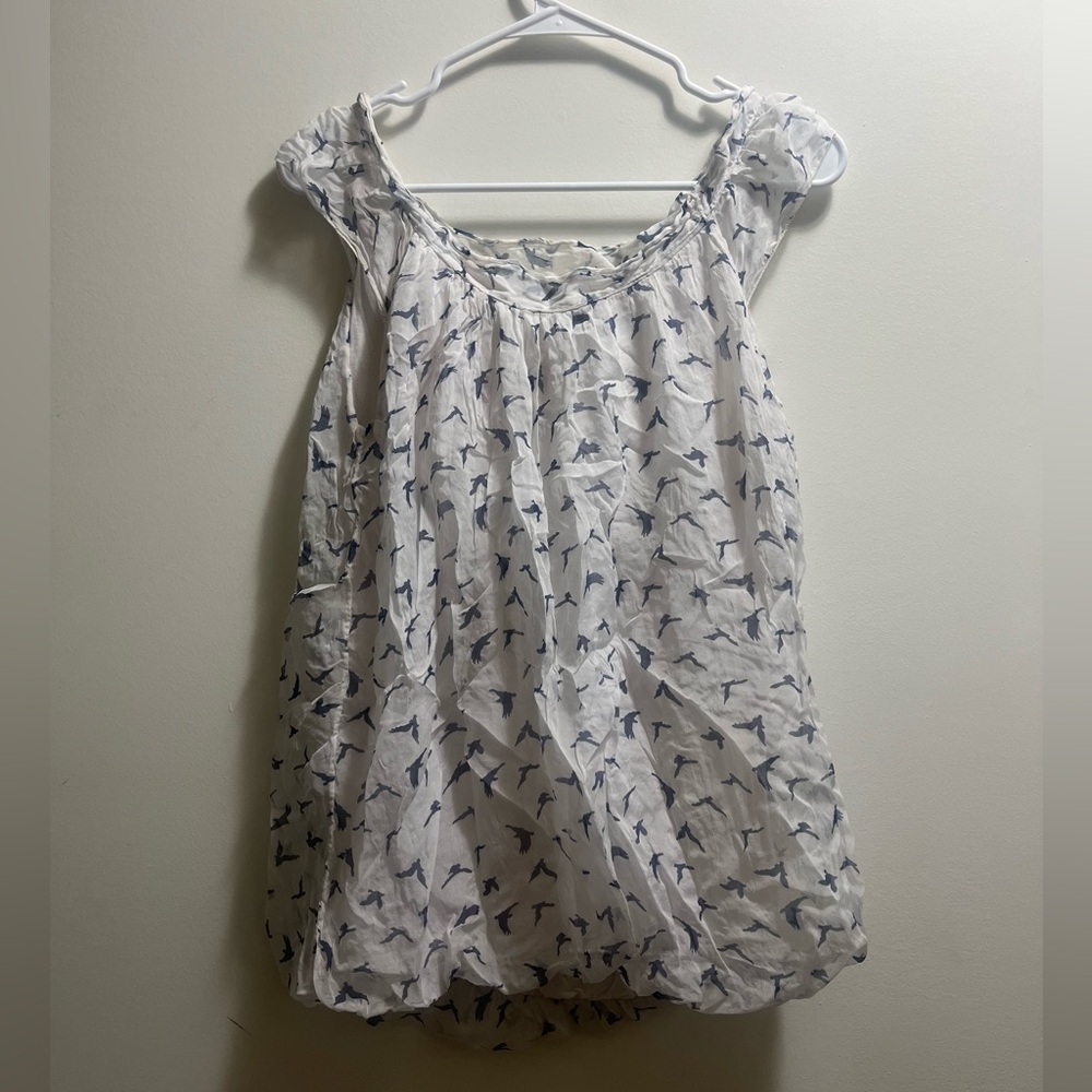 Giusy Women's 100% Silk Made in Italy Bird Print Blouse Top sz M